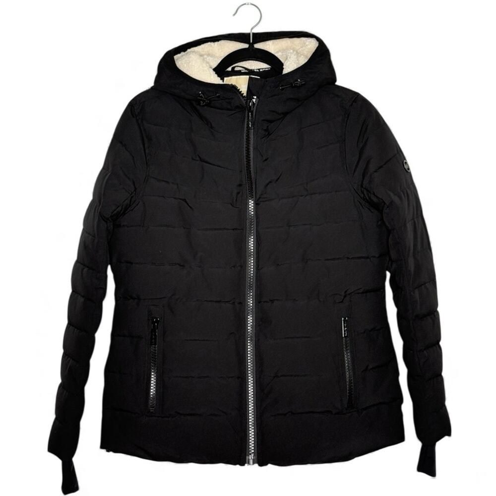 Michael Kors Black Sherpa-Lined Puffer Jacket | Thermal Tech Interior | Size L